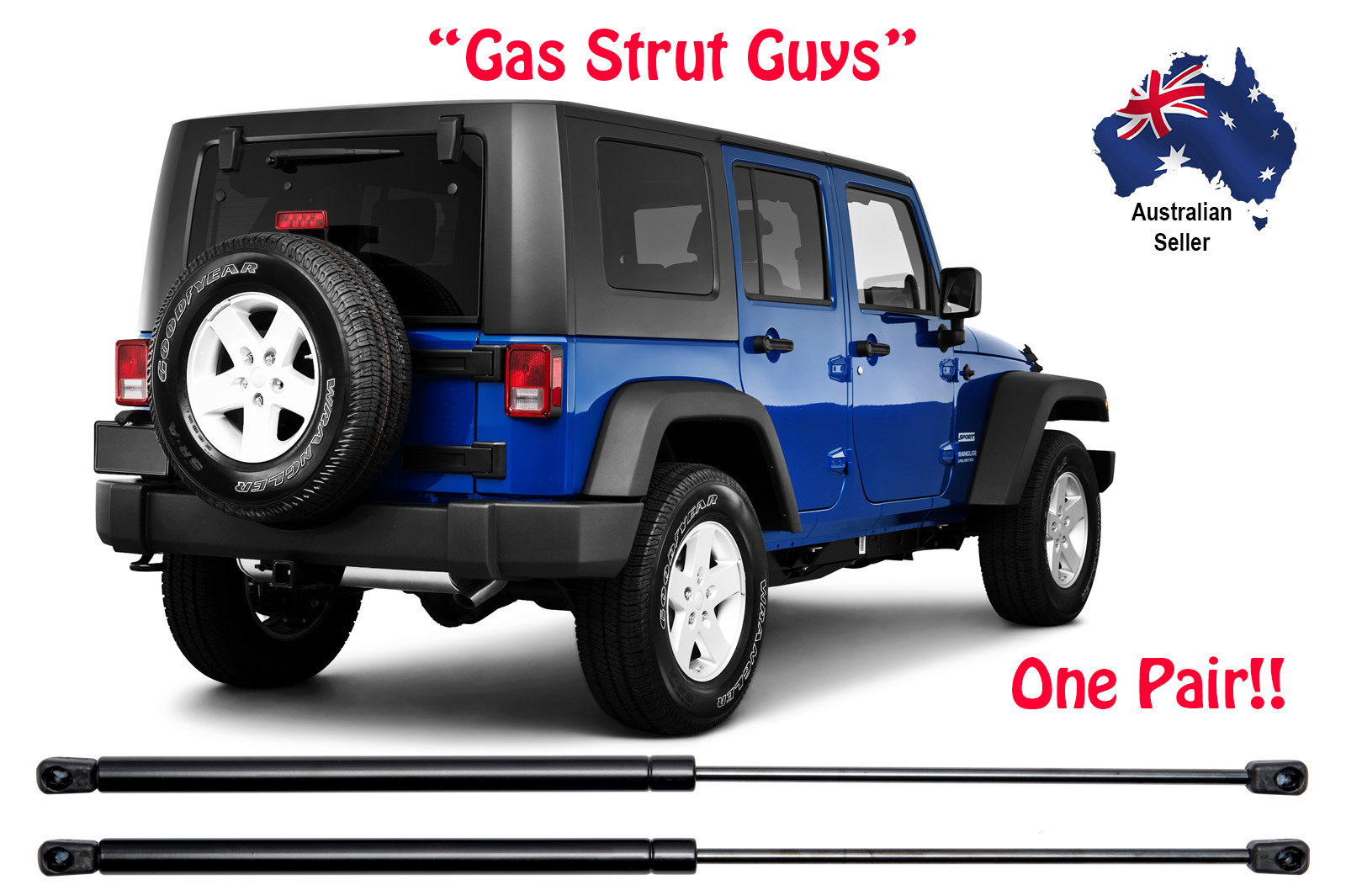 2 x New Gas Struts suit Jeep Wrangler JK Series 2007 to 2010 Rear Window -  Lift Mate