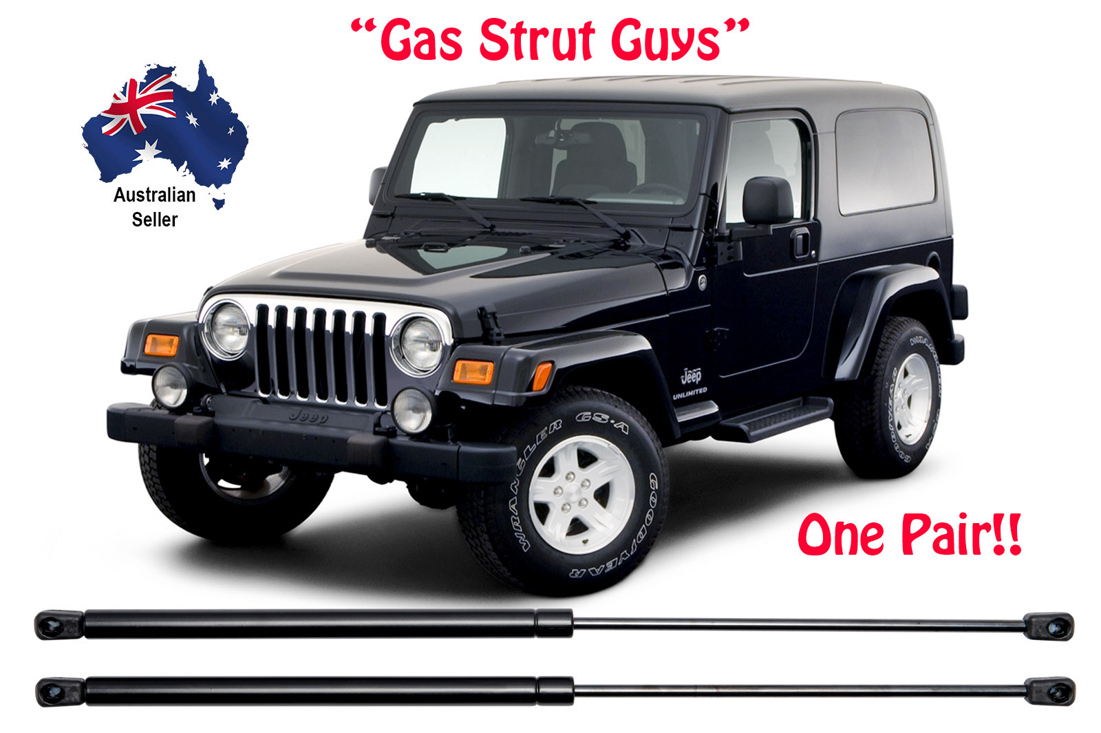 2 x New Gas Struts suit Jeep Wrangler TJ Series 1997 to 2006 Rear Window -  Lift Mate